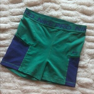 Nike Pro Green and Purple Shorts